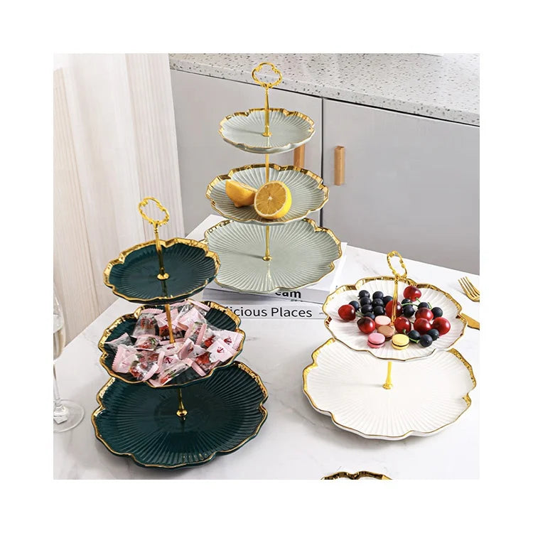 MIDAS Weddings Birthday Parties Banquets Cupcake Cake Stand Multi-layer Ceramic Eco-Friendly Food Contact Safe with Handles