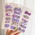 3Pcs/Set Purple Floral Hair Clip Set Girl Cute Flower Headwear Cartoon Hair Clips Hairpin Headdress Hair Accessories