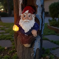 Hot Sale Magical Gnome Night Light Resin Figurine Tree Trunk Embedded Design for Outdoor Garden Pathway Decor Warm LED Glow