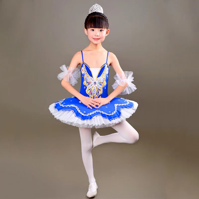 Children's Cygnet Ballet Dress Girls' Princess Style Tutu Swan Lake Performance Practice Costume