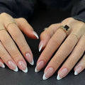 French Style Almond Press on Nails 24pcs Reusable Medium Width Artificial Fingernails Salon Design with Convenient Packaging