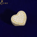 Luxury Hip Hop Jewelry  18K Gold Plated 925 Sterling Silver VVS Baguette Moissanite Diamond Iced Out Heart Ring for Men
