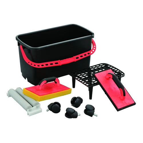 Double Roller Black Plastic Bucket 24L With Grid and Sponge Tile Cleaner for Joint Grouting