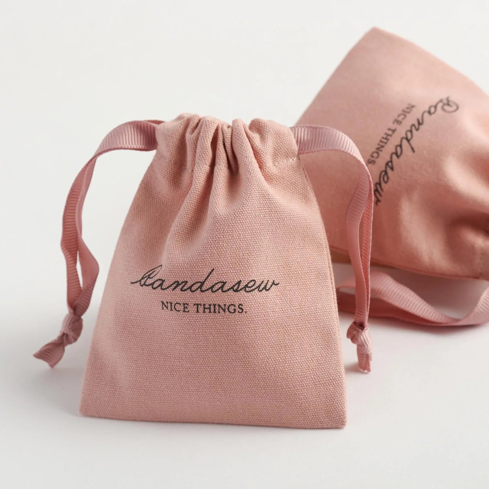 PandaSew 10x8cm Custom Logo Dark Pink Cotton Canvas Packaging Drawstring Bag Jewelry Pouch