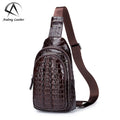 Andong Men Chest Bag Crocodile Pattern Shoulder Bags for Male Wear-resistant Fashion Messenger Pocket Genuine Cow Leather Travel
