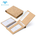 Custom Trifold Natural Cork & PU Leather RFID Blocking Eco-Friendly Fashion Men's ID Card Wallet