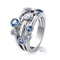 CAOSHI Party Style Women Band Rings 3 Rows with Round White/Blue Zircon Stone Ins Simple Item Fashion Female Jewelry Rings