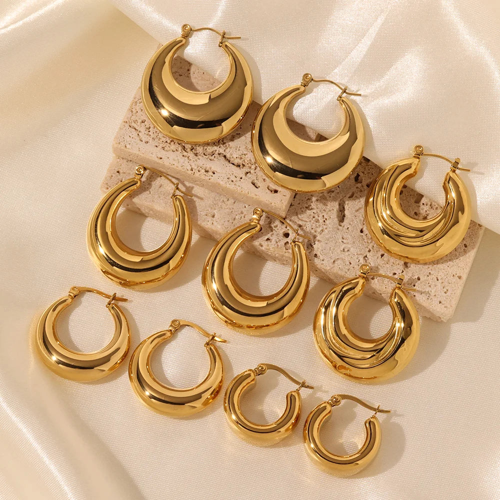 Wholesale High Quality Stainless Steel Jewelry 18k Gold Plated Hoop Earrings Trendy Women Earrings Mixed Boucle Doreille Bijoux