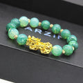 3D Hard Pure Gold Transfer Beads Pixiu Agate Bracelet Male Lucky Color Change Pixiu Stone Bracelet