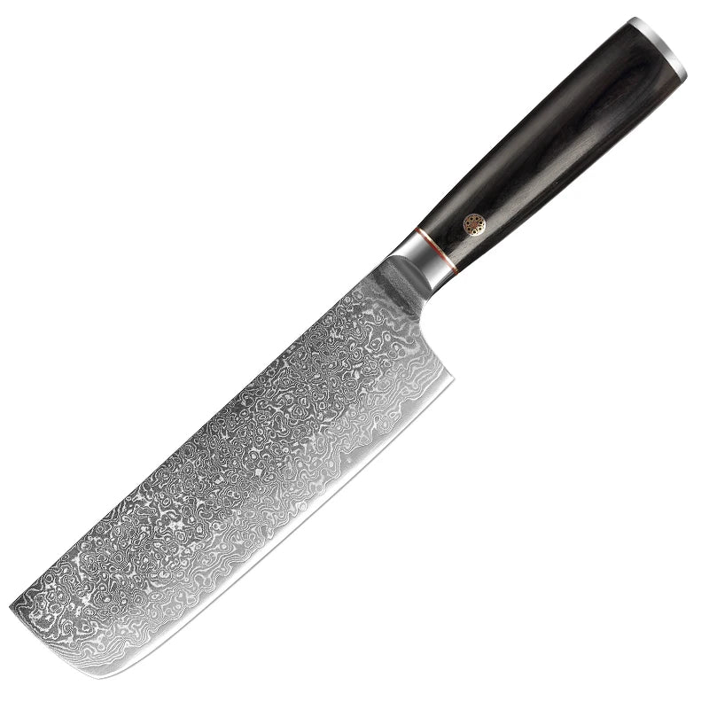 Professional 7 Inch Japanese Nakiri Knife with Damascus Steel Blade Pakkawood Handle for Kitchen Chef Knives Vegetable Cleaver