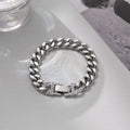 Punk No Fade Tarnish Waterproof 18cm Curb Chain Cuban Link Bracelet Women Silver Plated 316 Stainless Steel Thick Cuban Bracelet