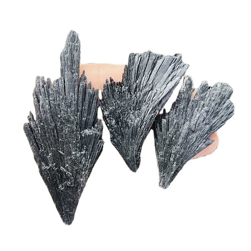 Wholesale Natural Bulk Crystal Feather Shaped Raw Black Kyanite