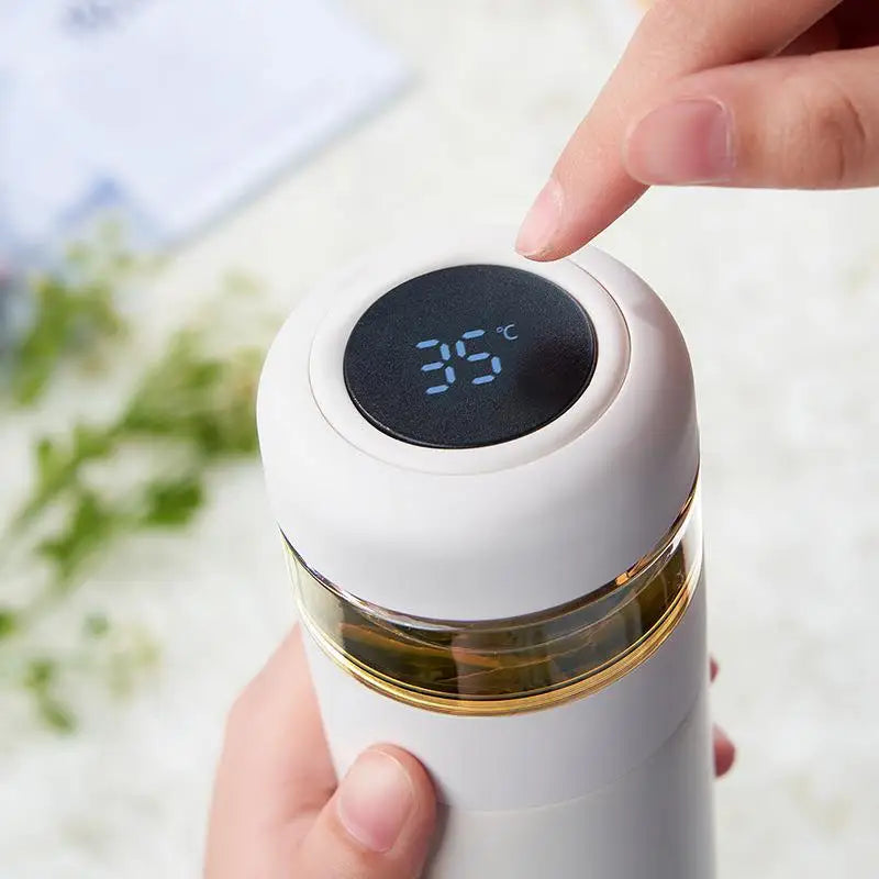 LED Thermal Stainless Steel 500ml Office Cup Custom Logo Smart Vacuum Flask Thermos with Tea Infuser Portable Eco-Friendly