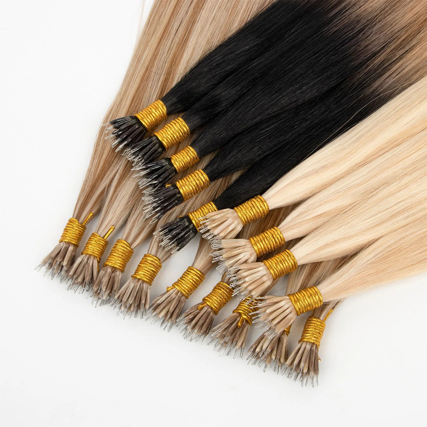Double Drawn Russian Raw Nano Tip Hair Extension Wholesale Natural Human Hair Micro Link Nano Ring Extensions