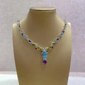 Luxurious Rhodium Plated Silver 925 Jewelry Multiple Natural Gemstone Necklace for Women Fine Jewelry Necklaces