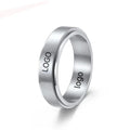 6mm Stainless Steel Ring Silver Black Rose Gold Blue Sand Faced Rotary Rotatable basic Stainless Steel Couple Ring Finger Rings