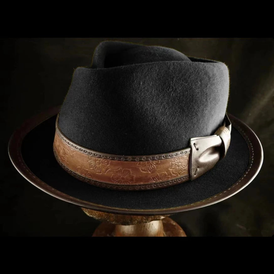 Wholesale Ready to Ship in Stock 2023 New Arrival 100% Wool Felt Short Brim Fedora Hat With Faux Leather Belt