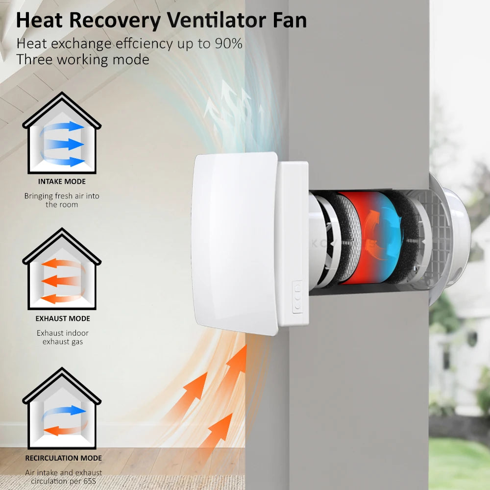 KCvents VT501 Home Use Wall-mounted Heat Recovery Ventilation System With Tuya App Remote Control Recuperator