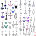 Fashion Belly Button Rings Body Piercing Jewelry Stainless Steel Romantic Women's Navel Piercing Wedding Heart Shape Ethnic