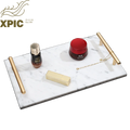 Luxury Marble Serving Tray with Metal Handle for Food and Drinks