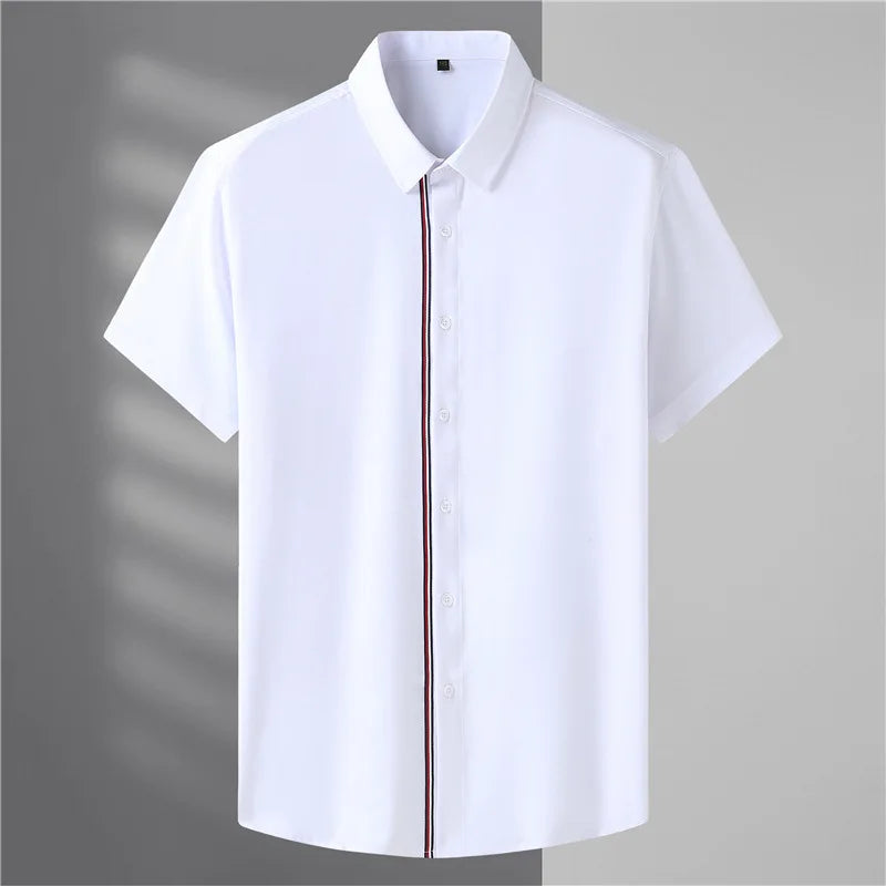 2023 Large Size Men's Short Sleeve Shirt Summer Thin Business Casual Personality Fashion Shirt
