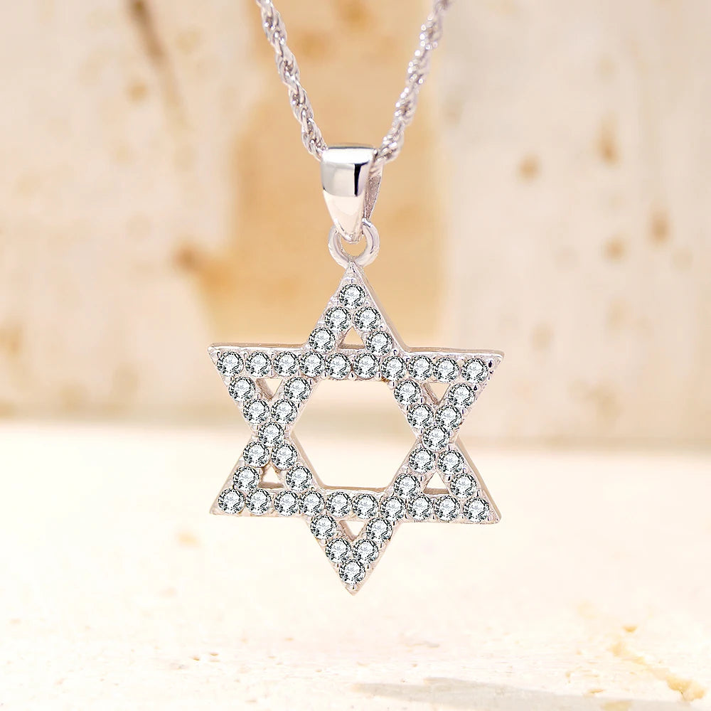 Religious Menorah and Star of David Pendant Necklace in 925 Sterling Silver Jewelry