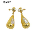 WT-MPE099 Latest  Style Freshwater Pearl Drop Shaped Natural 18k Gold Plated Gift Weeding  Romantic Pendant  Earrings