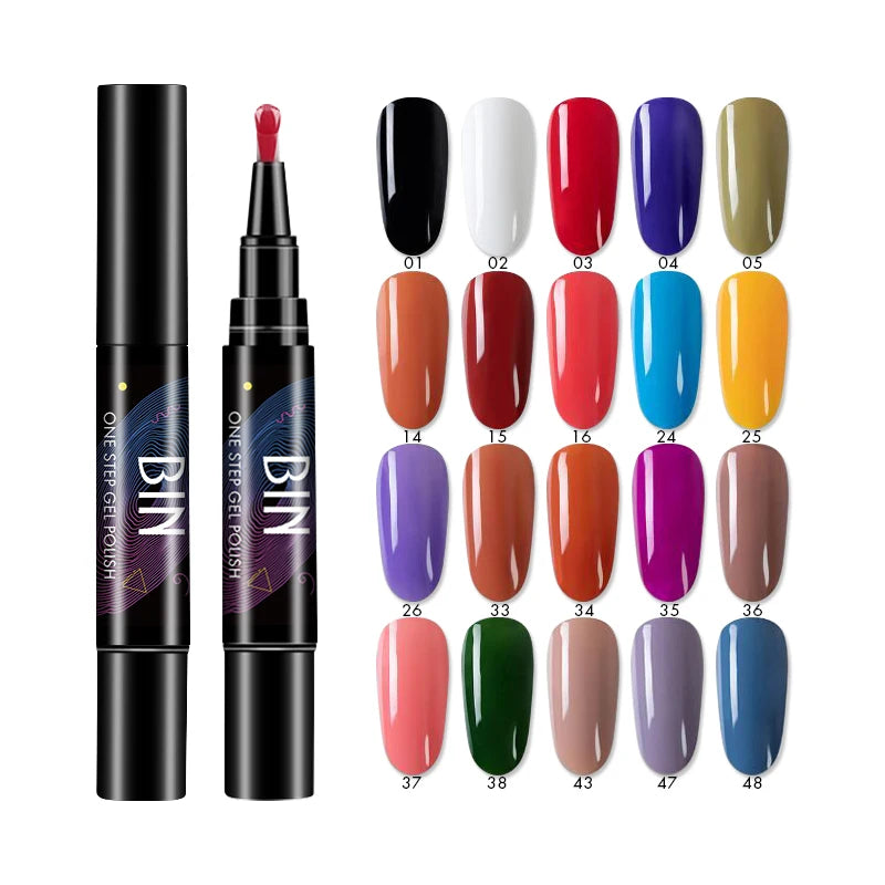 BIN Nail Salon Supplies Nail Glue Art Lacquers Beauty Salon Colors Paint Gel Soak Off 1 Step Uv Gel Polish Pen for Beauty