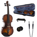 HUASHENG High Gloss Electric Violin OEM ODM 4/4 Size Flame Maple Face/Back/Side Ebony Fingerboard Brazil Wood Bow for Beginner