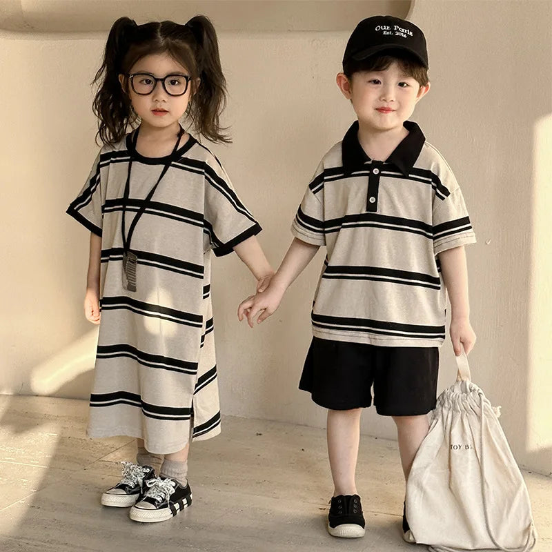 Children's Summer Suit Boy 2025 New Baby Casual Summer Dress Western Style Girl Dress