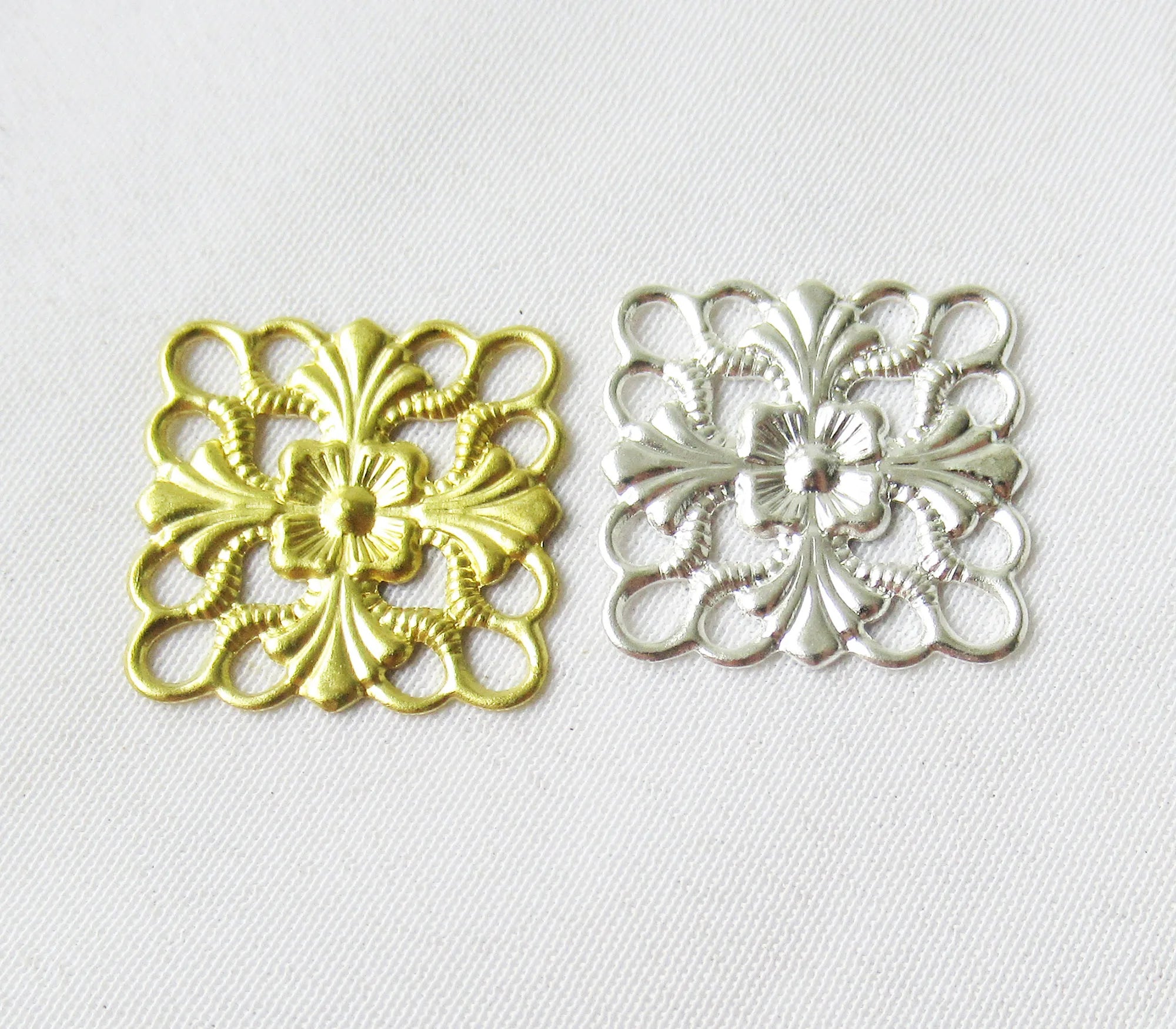 Square Brass Filigree 16mm Decor. Finding for Jewelry Making