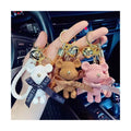 Fashion Cartoon Cute Bow Teddy Bear Doll Key Chains Resin Kawaii Bear Car Keychain Bag Backpack Charms Decoration Pendant Gift