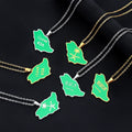 BINSHUO Wholesale Custom Stainless Steel Jewelry Drop Oil Letter Saudi Arabia Map Flag Men Pendant Charm Necklace for Women