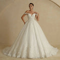 Elegant and Delicate Off-the-shoulder Deep V-neck Lace Embroidery Beaded Sequin Wedding Dress Sparkly Dress Dress