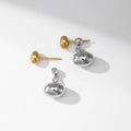 YF3603 New Fashion Waterproof Jewelry 18k Cold Plated Stainless Steel Double Color Bean Oval Minimal Chunky Stud Earring