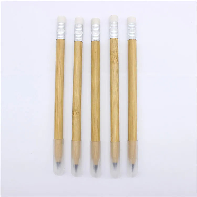 2021 New Bamboo Lead-free Environmental protection Pen Lead-free Ink Pen Eraser Pencil Ink-free Painting Office Supplies