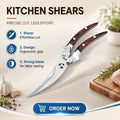 Hot Sale Multi-Function Heavy Duty Stainless Steel Kitchen Scissors Chicken Bone Cutting Scissors Nice Pakka Wood Handle