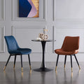 Modern Leather Upholstery Dining Chair Nordic Light Luxury Comfortable Cushion Backrest Chair with Steel Frame