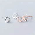 925 Sterling Silver Jewelry Geometry Circle Zircon Cheap Cute Stud Earrings for Girls