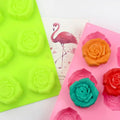 7057 Factory Free Sample 6 Hole Rose Flower Shape Silicone Cake Mold Silicone Candle Molds Soap Making Molds