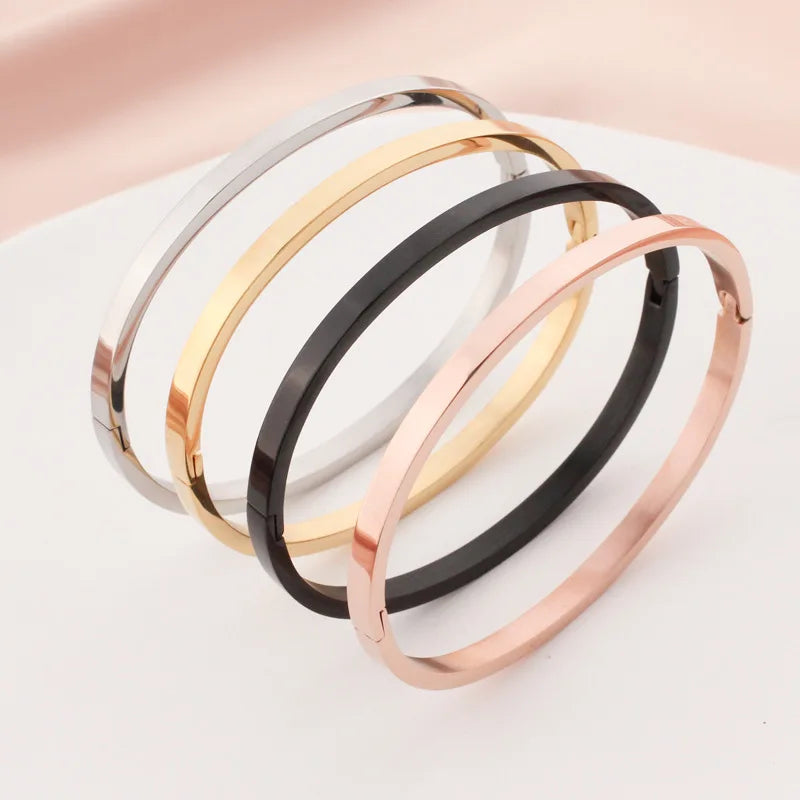 Nabest Stainless Steel 4mm Width Bangles Jewelry 18K Gold Plated Tarnish Free Women Minimalist Bracelet and Bangle