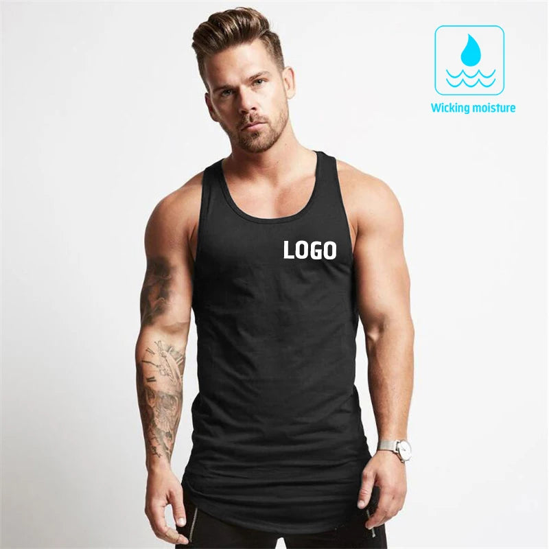 Solid Color Summer Sleeveless Sports Vest Men's Bodybuilding Fitness Vest Cotton Running Training Clothes