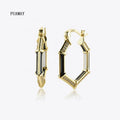 FUAMAY 925 Silver Large Hoop Earrings Black White Neon Enamel Geometric Bamboo Design Black Enamel Large Earrings