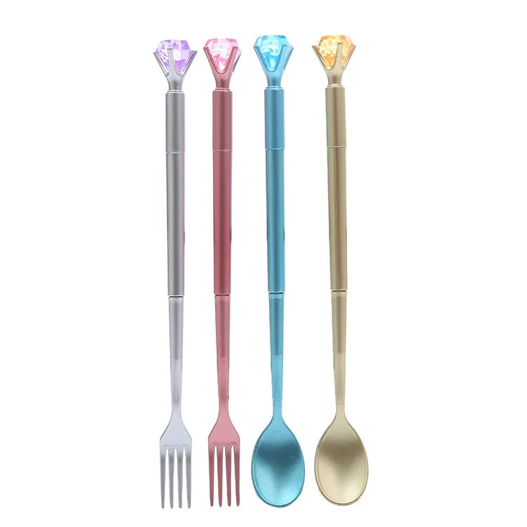 Boxed Tableware Style Gel Pen Creative Diamond Spoon Fork Student Pen Office Stationery Signature Pen
