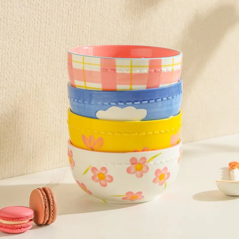 Solhui Lovely Ins Salad Cereal Bowls Ceramic Yogurt Bowl