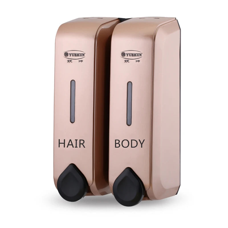 OEM Bathroom Wall Mounted Gold Manual Shower Gel Liquid Shampoo Dispenser Set Hand Soap Dispenser for Hotels