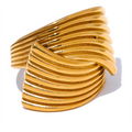JINYOU 2670 New Stainless Steel Metal Geometric Golden Wide Ring Statement Texture 18K PVD Plated Attractive Jewelry Bijoux 2025