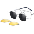 Customizable 1.1 Metal Three-in-One Square Frame Magnetic Sunglasses Durable Double Bridges Comfortable Polarized for Men