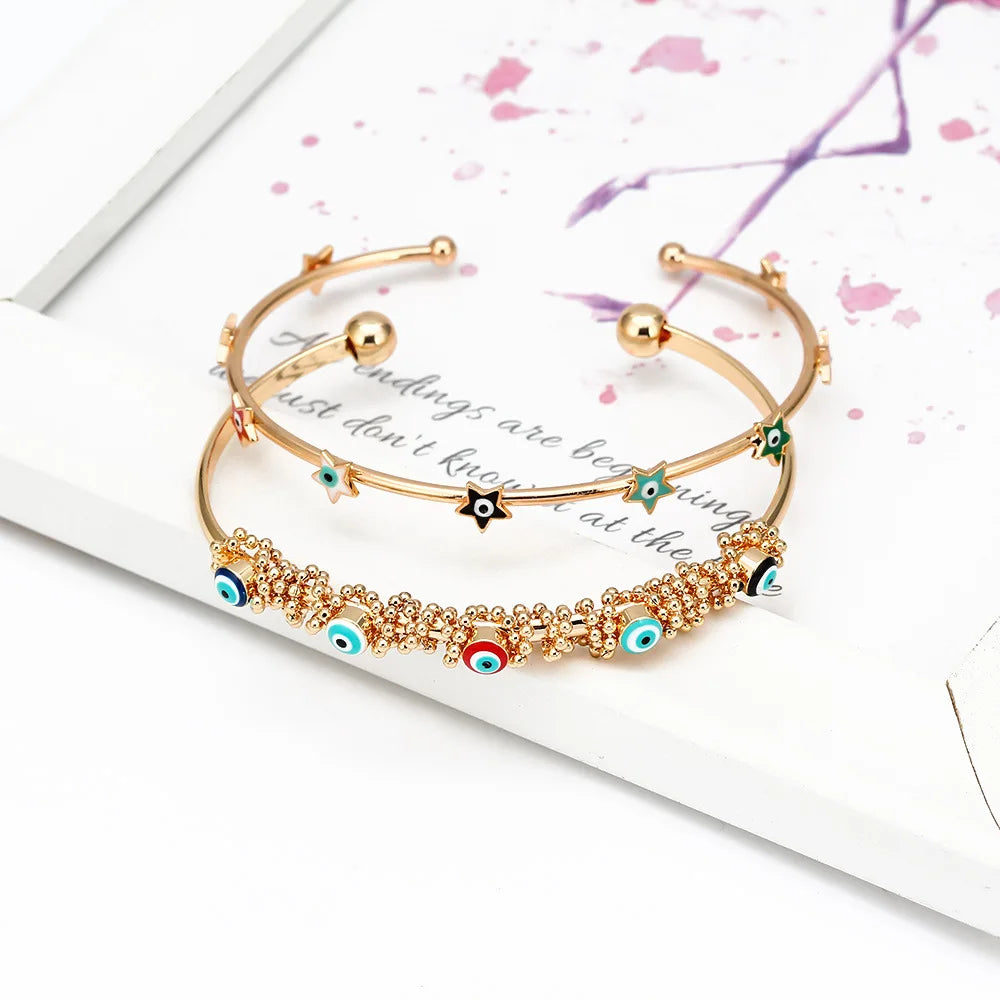 2025 Crystal 2022 new design blue eye bracelet for girl simple fashion open cuff bangle bracelets women evil eye
