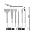 DZ 11pcs DIY Industrial Flat Point Masonry Concrete Drill Bit Set Steel Handle Rotary Hammer Stone Chisel for Brick Carving SDS